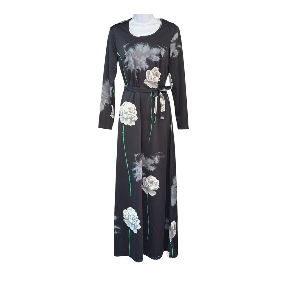 Vintage 70's Lady Blair Maxi Dress Dark Romance Whimsigoth Floral Rose Print